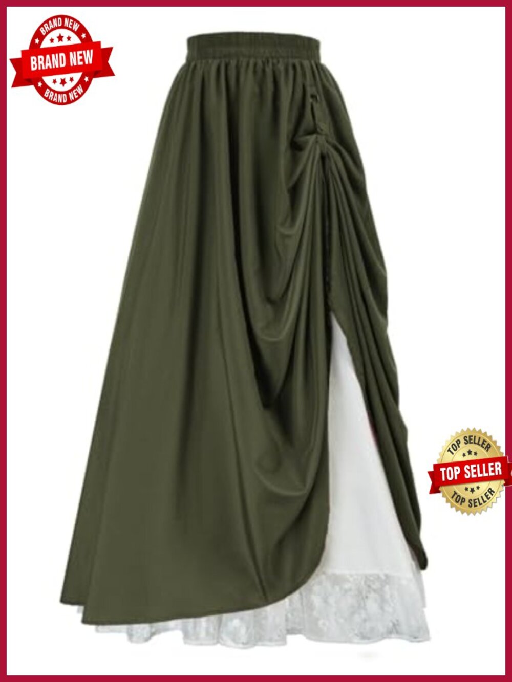 Renaissance Maxi Skirt Double Layered Medieval Long Victorian Costume Skirt
